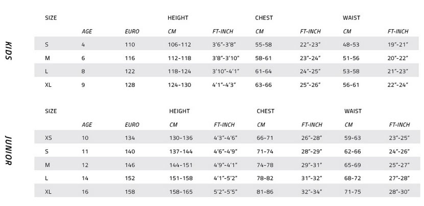 Prolimit Wetsuit Size Chart